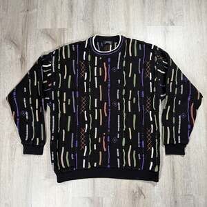 Akira Vintage 90s Made in Canada 3D Abstract Knit Crewneck Sweater Large